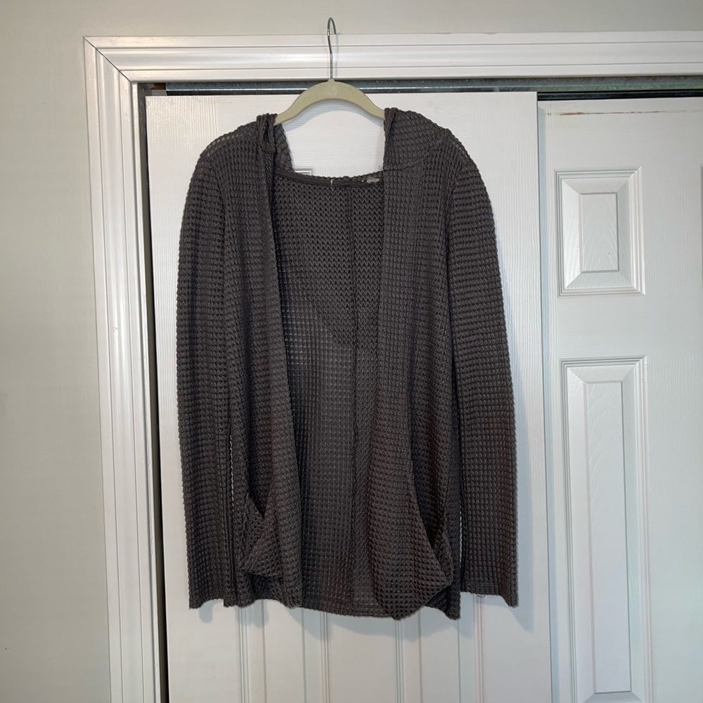 Grey Kohl’s Hooded Cardigan with Pockets: size small.